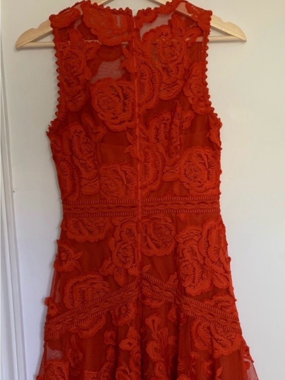 Reiss Orange Floral Lace Fit-and-Flare Dress